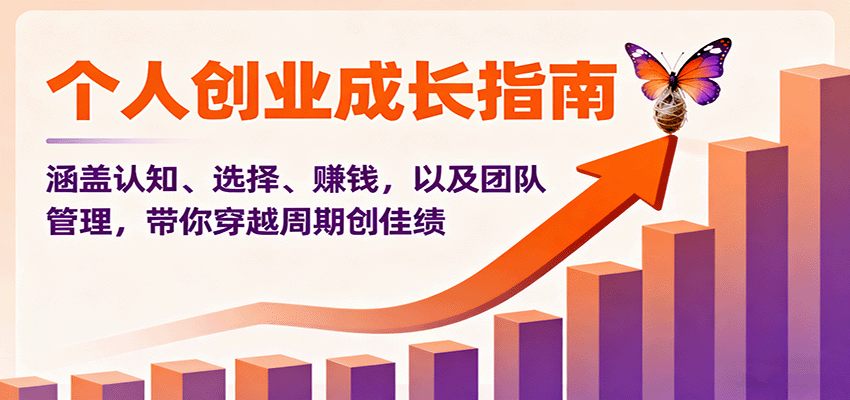 个人创业成长指南:涵盖认知、选择、赚钱,以及团队管理,带你穿越周期创佳绩-庄子聊项目