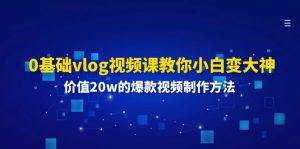 (11517期)0基础vlog视频课教你小白变大神:价值20w的爆款视频制作方法-庄子聊项目
