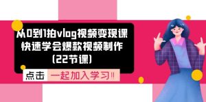 (11519期)从0到1拍vlog视频变现课:快速学会爆款视频制作(22节课)-庄子聊项目