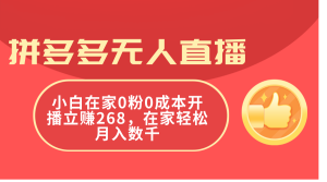 （11521期）拼多多无人直播，小白在家0粉0成本开播立赚268，在家轻松月入数千-庄子聊项目