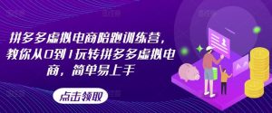 拼多多虚拟电商陪跑训练营,教你从0到1玩转拼多多虚拟电商,简单易上手-庄子聊项目
