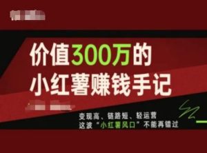 价值300万的小红书赚钱手记,变现高、链路短、轻运营,这波“小红薯风口”不能再错过-庄子聊项目