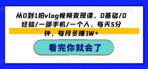 从0到1拍vlog视频变现课,0基础/0经验/一部手机/一个人,每天5分钟,每月多赚1W+-庄子聊项目