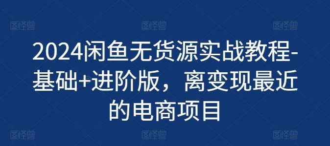 2024闲鱼无货源实战教程-基础+进阶版，离变现最近的电商项目-庄子聊项目