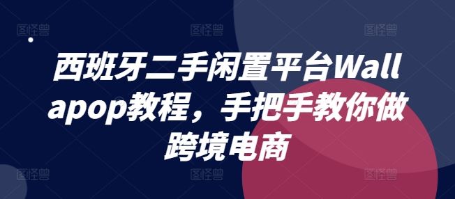 西班牙二手闲置平台Wallapop教程，手把手教你做跨境电商-庄子聊项目
