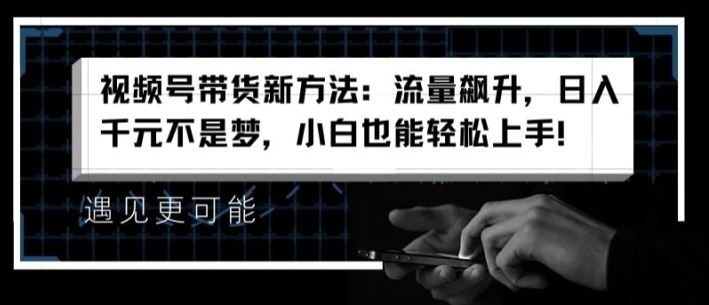 视频号带货新方法：流量飙升，日入千元不是梦，小白也能轻松上手【揭秘】-庄子聊项目