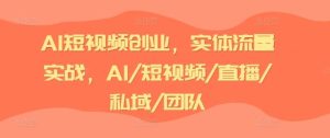 AI短视频创业,实体流量实战,AI/短视频/直播/私域/团队-庄子聊项目