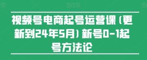视频号电商起号运营课(更新24年7月)新号0-1起号方法论-庄子聊项目