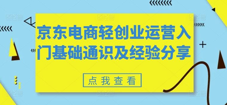 京东电商轻创业运营入门基础通识及经验分享-庄子聊项目