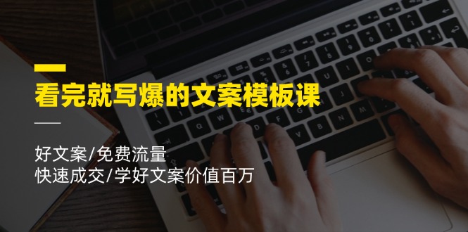看完就写爆的文案模板课，好文案/免费流量/快速成交/学好文案价值百万-庄子聊项目