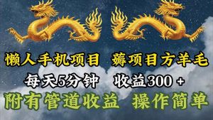 (11600期)懒人手机项目,每天5分钟,每天收益300+,多种方式可扩大收益!-庄子聊项目