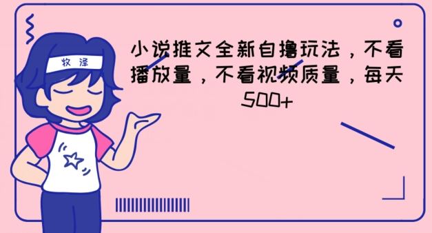 小说推文全新自撸玩法，不看播放量，不看视频质量，每天500+【揭秘】-庄子聊项目
