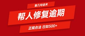 靠几句话术帮人解决逾期日入500＋ 看一遍就会 正规合法-庄子聊项目