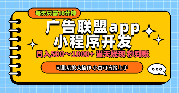 （11645期）小程序开发 广告赚钱 日入500~1000+ 小白轻松上手！-庄子聊项目