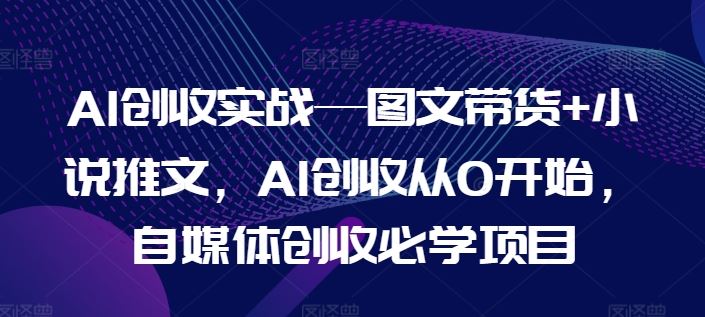 AI创收实战—图文带货+小说推文，AI创收从0开始，自媒体创收必学项目-庄子聊项目