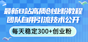 （11661期）最新B站高质创业粉教程，团队自用引流技术公开，每天稳定300+创业粉-庄子聊项目