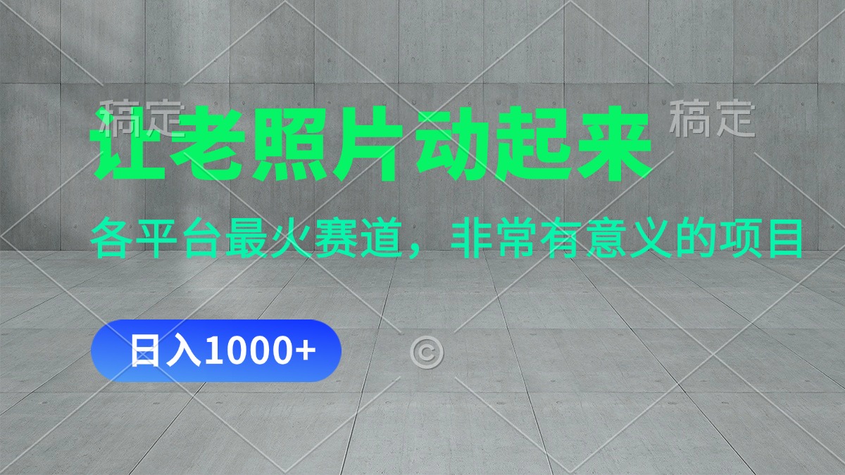 （11671期）让老照片动起来，一天变现1000+，各平台最火赛道，看完就会-庄子聊项目