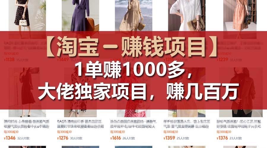 （11685期）【淘宝赚钱项目】1单可赚1000多，大佬独家项目，年赚几百万-庄子聊项目