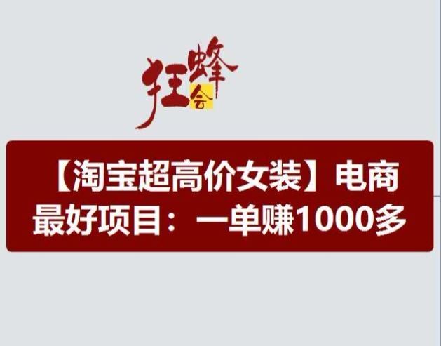 淘宝超高价女装项目，电商最好赛道，一单赚1000多-庄子聊项目