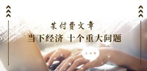 某付费文章《当下经济 十个重大问题》覆盖了大家关心的全部经济类话题-庄子聊项目