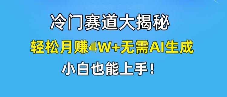 冷门赛道大揭秘，轻松月赚1W+无需AI生成，小白也能上手【揭秘】-庄子聊项目