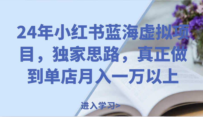 24年小红书蓝海虚拟项目，独家思路，真正做到单店月入一万以上。-庄子聊项目