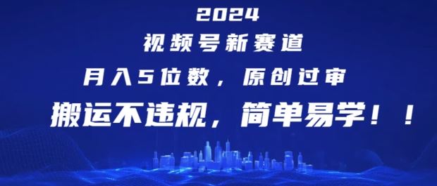 2024视频号新赛道，月入5位数+，原创过审，搬运不违规，简单易学【揭秘】-庄子聊项目