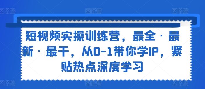 短视频实操训练营，最全·最新·最干，从0-1带你学IP，紧贴热点深度学习-庄子聊项目