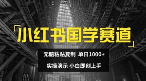 小红书国学赛道，无脑粘贴复制，单日1K，实操演示，小白即刻上手【揭秘】-庄子聊项目