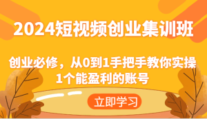 2024短视频创业集训班：创业必修，从0到1手把手教你实操1个能盈利的账号-庄子聊项目