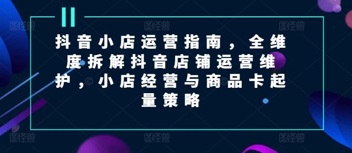 抖音小店运营指南，全维度拆解抖音店铺运营维护，小店经营与商品卡起量策略-庄子聊项目