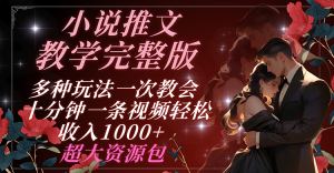 小说推文教学完整版 多种玩法一次教会 十分钟一条视频轻松收入1000+ 超大资源包-庄子聊项目