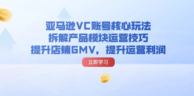 （11848期）亚马逊VC账号核心玩法，拆解产品模块运营技巧，提升店铺GMV，提升运营利润-庄子聊项目