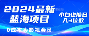 (11894期)2024最新蓝海项目,0成本卖影视会员,小白也能日入3位数-庄子聊项目