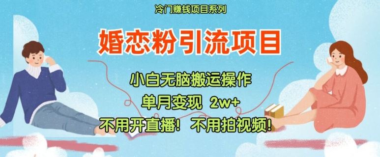 小红书婚恋粉引流，不用开直播，不用拍视频，不用做交付【揭秘】-庄子聊项目