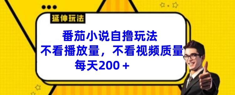 番茄小说自撸玩法，不看播放量，不看视频质量，每天200+【揭秘】-庄子聊项目