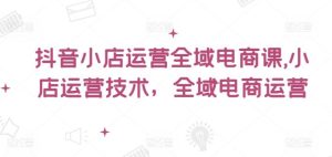 抖音小店运营全域电商课,小店运营技术,全域电商运营-庄子聊项目