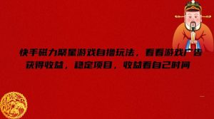 快手磁力聚星游戏自撸玩法，看看游戏广告获得收益，稳定项目，收益看自己时间【揭秘】-庄子聊项目