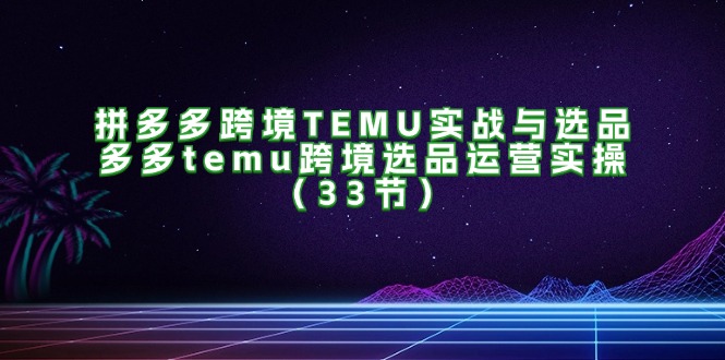 （11934期）拼多多跨境TEMU实战与选品，多多temu跨境选品运营实操（33节）-庄子聊项目