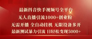 最新抖音快手视频号全平台无人直播引流1000+精准创业粉,日轻松变现5k+【揭秘】-庄子聊项目