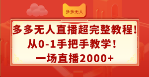 （12008期）多多无人直播超完整教程!从0-1手把手教学！一场直播2000+-庄子聊项目