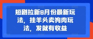 短剧拉新8月份最新玩法，挂羊头卖狗肉玩法，发就有收益-庄子聊项目