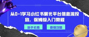 从0-1学习小红书聚光平台信息流投放,保姆级入门教程-庄子聊项目