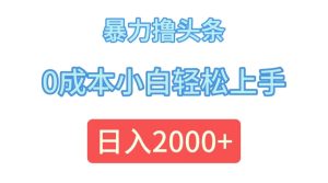 （12068期）暴力撸头条，0成本小白轻松上手，日入2000+-庄子聊项目