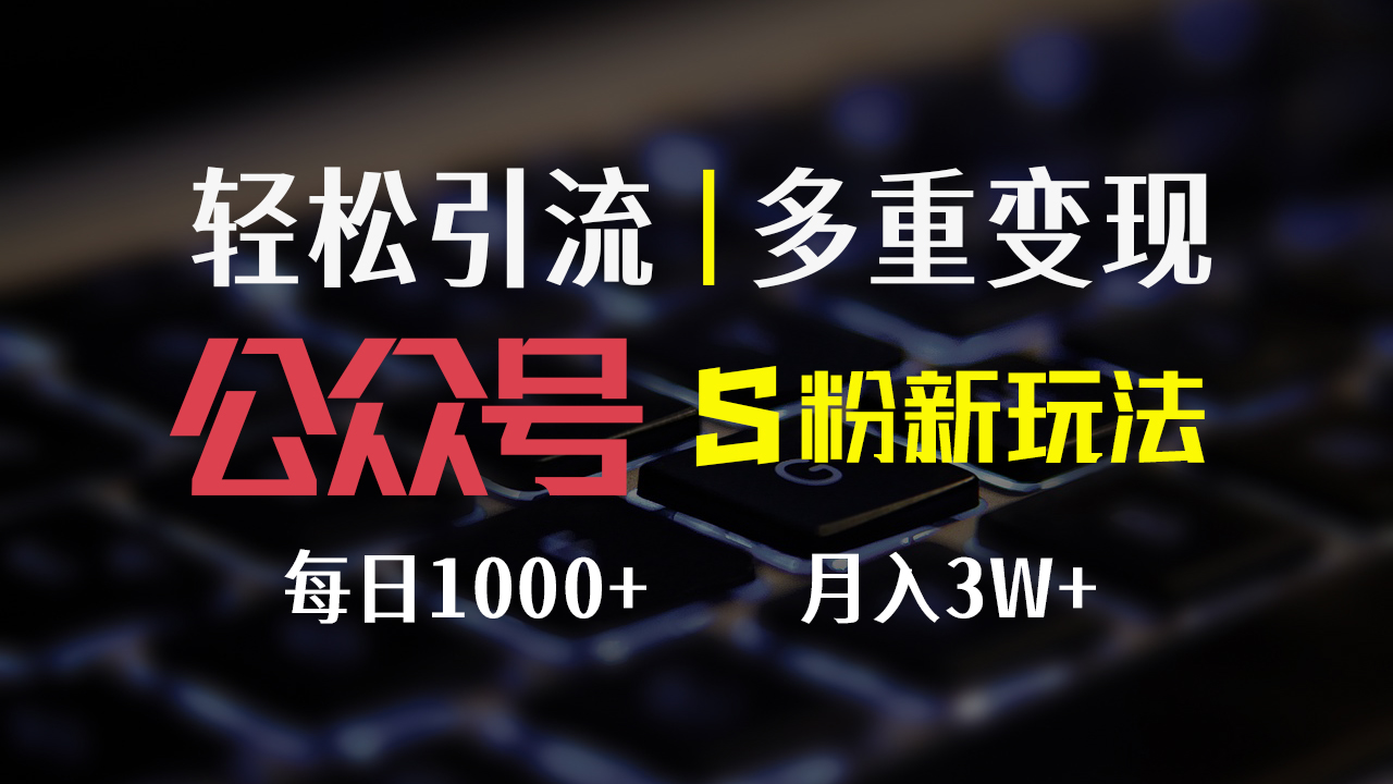 （12073期）公众号S粉新玩法，简单操作、多重变现，每日收益1000+-庄子聊项目