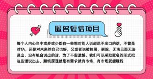 冷门小众赚钱项目,匿名短信,玩转信息差,月入五位数【揭秘】-庄子聊项目