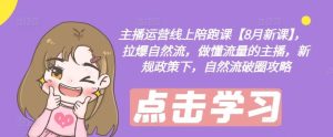 主播运营线上陪跑课【8月新课】,拉爆自然流,做懂流量的主播,新规政策下,自然流破圈攻略-庄子聊项目