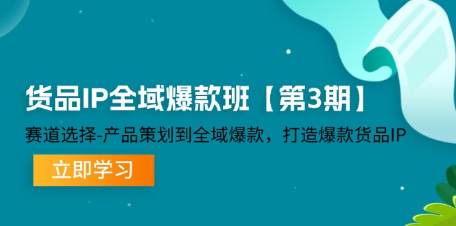货品IP全域爆款班【第3期】赛道选择、产品策划到全域爆款，打造爆款货品IP-庄子聊项目