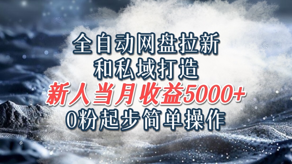 全自动网盘拉新和私域打造，0粉起步简单操作，新人入门当月收益5000以上-庄子聊项目