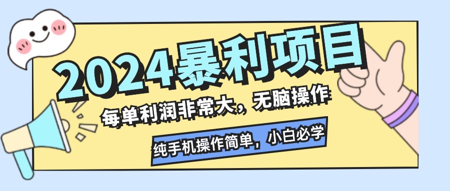 （12130期）2024暴利项目，每单利润非常大，无脑操作，纯手机操作简单，小白必学项目-庄子聊项目